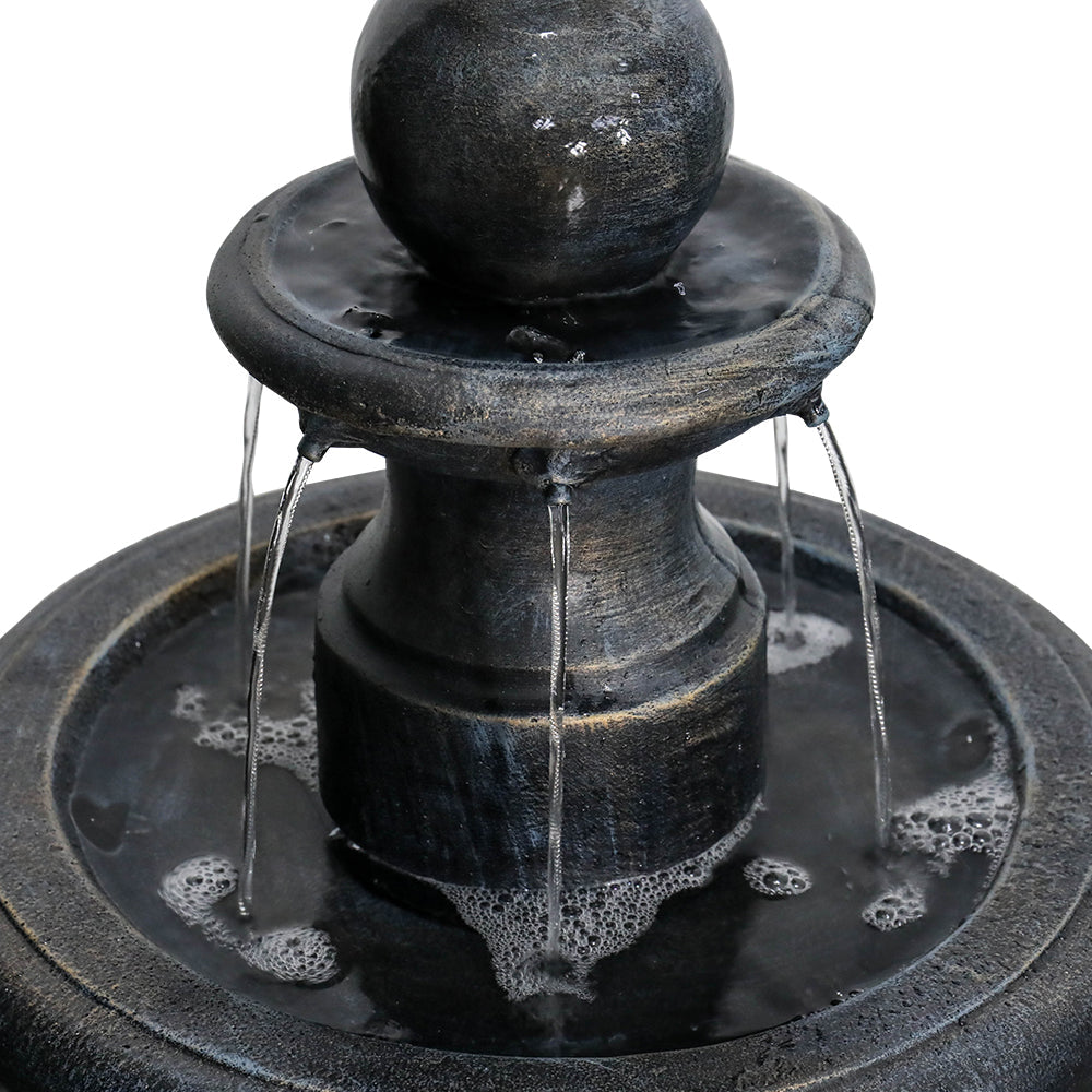 3-Tiered Outdoor Antique Black Garden Fountain-45.2"H