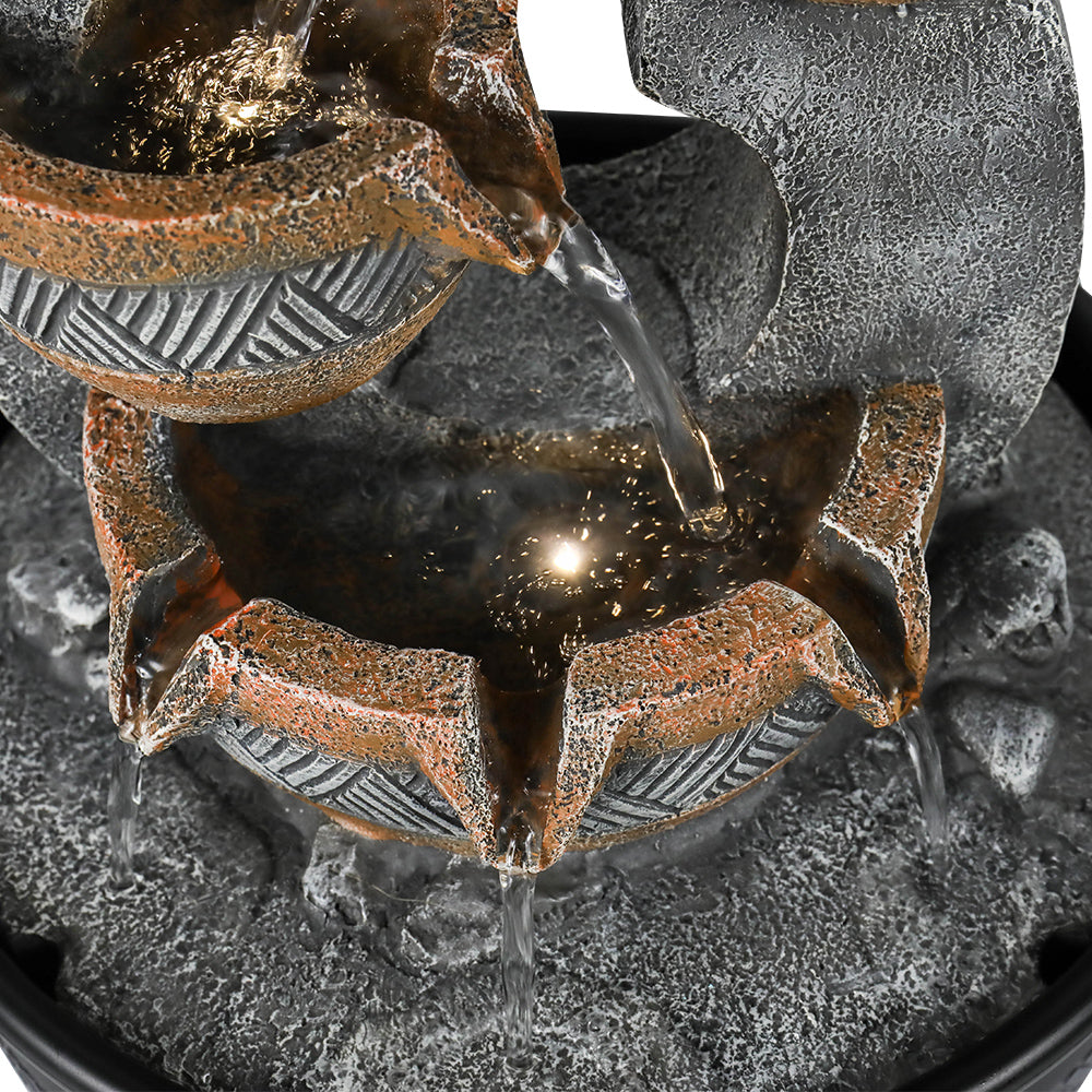 4-Tiered Resin Indoor Tabletop Fountain with LED Lights-15.7"H