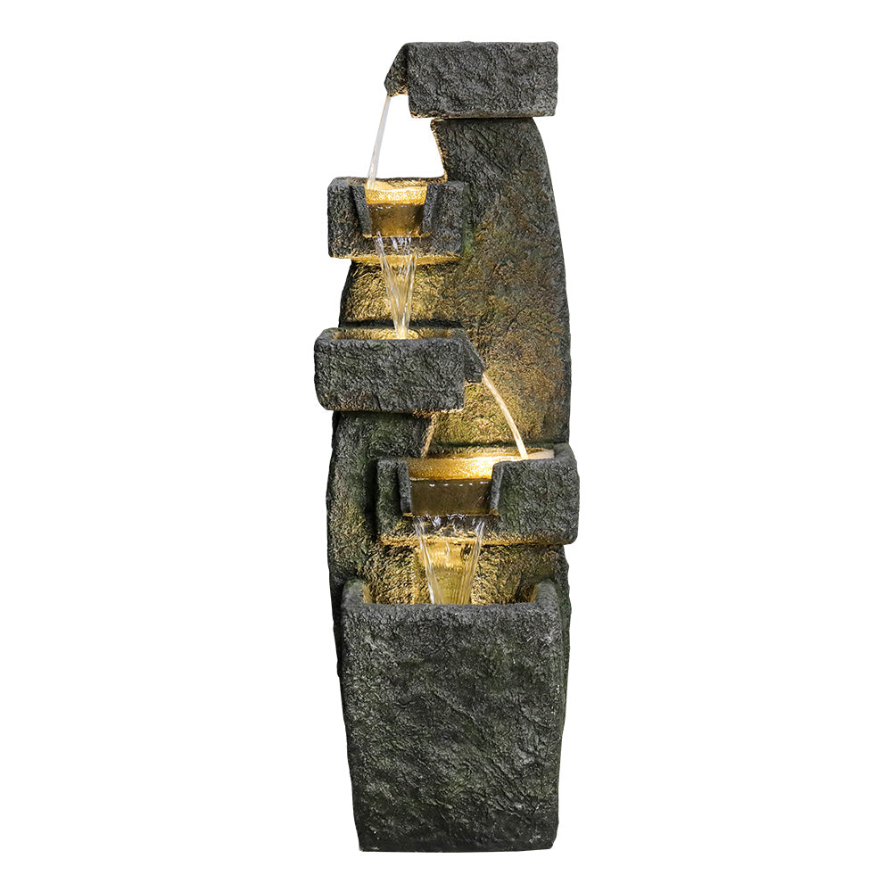 Resin Tiered Outdoor Fountain 5 Tier Modern dimensions and size