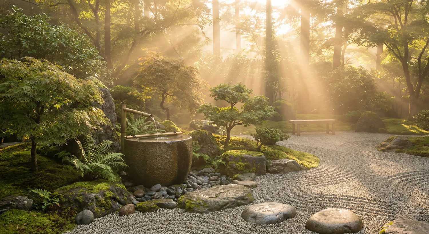A Zen garden water fountain placed in the Southeast sector to activate wealth energy