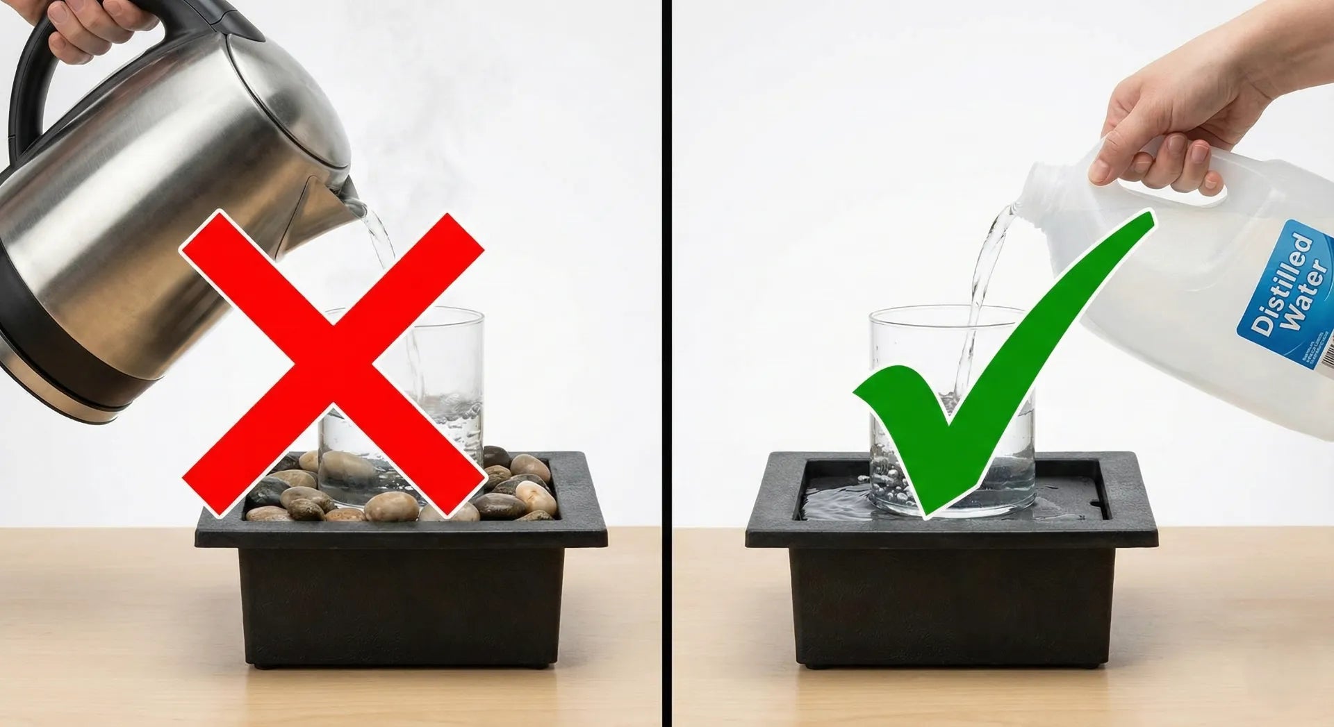 Boiled water vs distilled water for tabletop fountains comparison