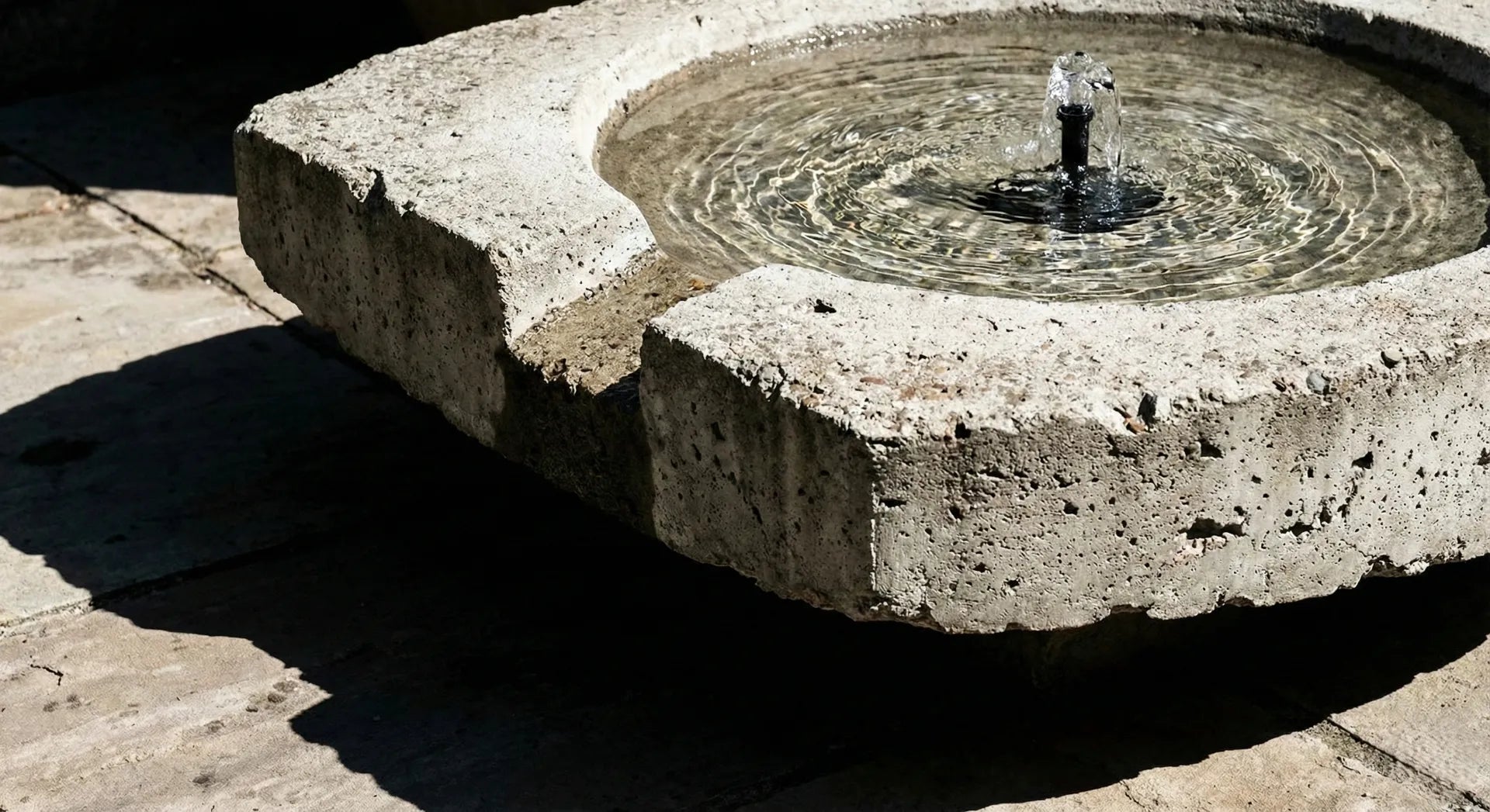 Thick FRC bird bath regulating water temperature in full sun.