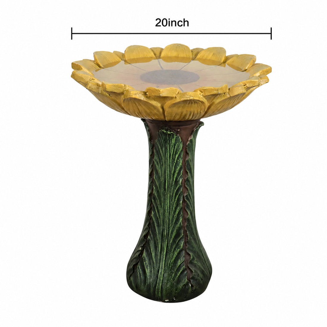 Sunflower sculpted concrete bird bath dimensions: 20 in. basin outer width
