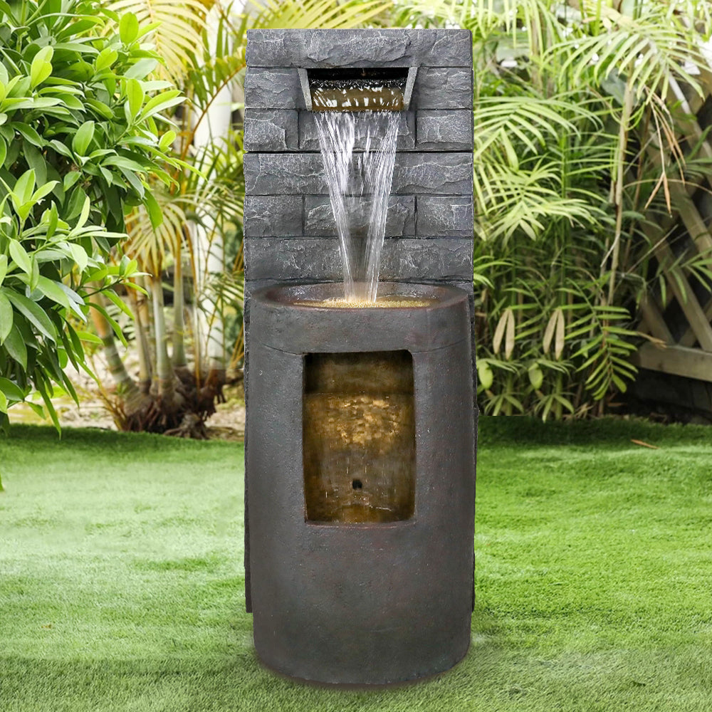 39.7&quot;H-Modern Garden Outdoor Fountain with LED Lights