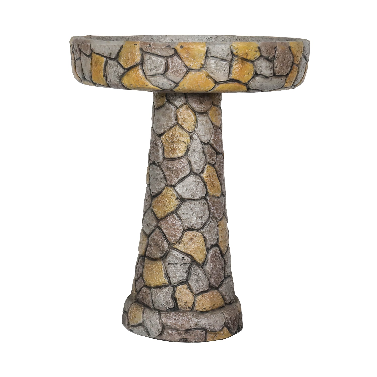 24&quot; H Mosaic Stone Design Outdoor Bird Bath - 18.8&quot; Diameter Perfect for Enhancing Your Garden, Patio, Backyard, or Porch