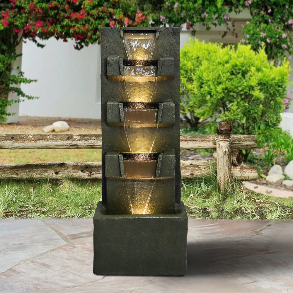 39.3”H-Concrete Modern Water Fountain 5-Tiers