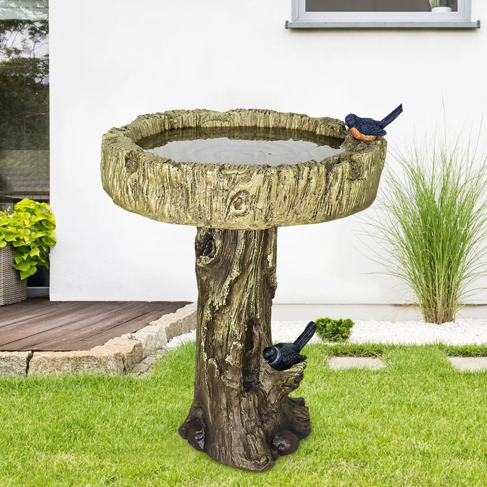 Outdoor Simulated Dendritic Birdbath for Garden, Yard, and Bird Play - Lifelike Tree Trunk Design