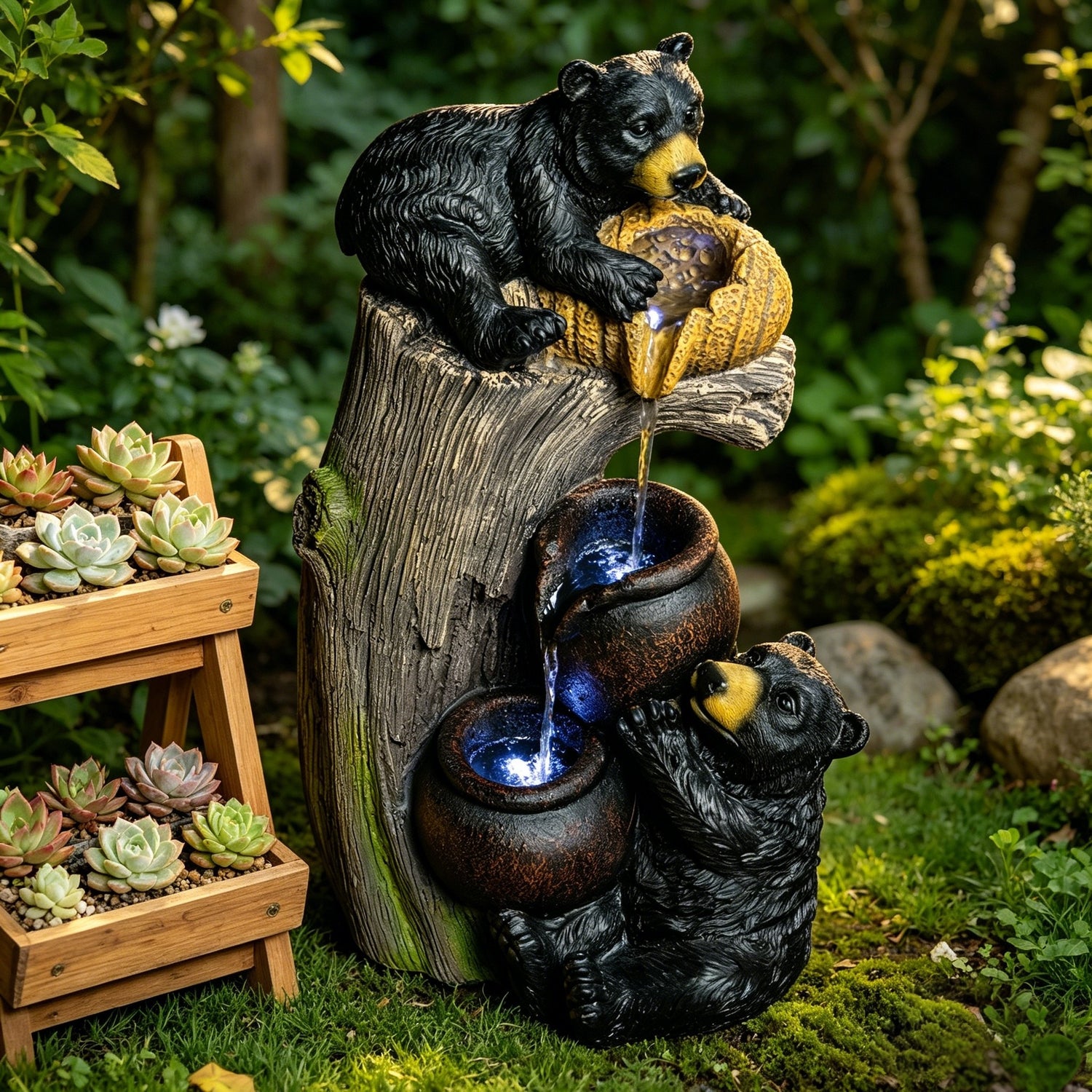 Resin Black Bear Outdoor Water Fountain dimensions and size