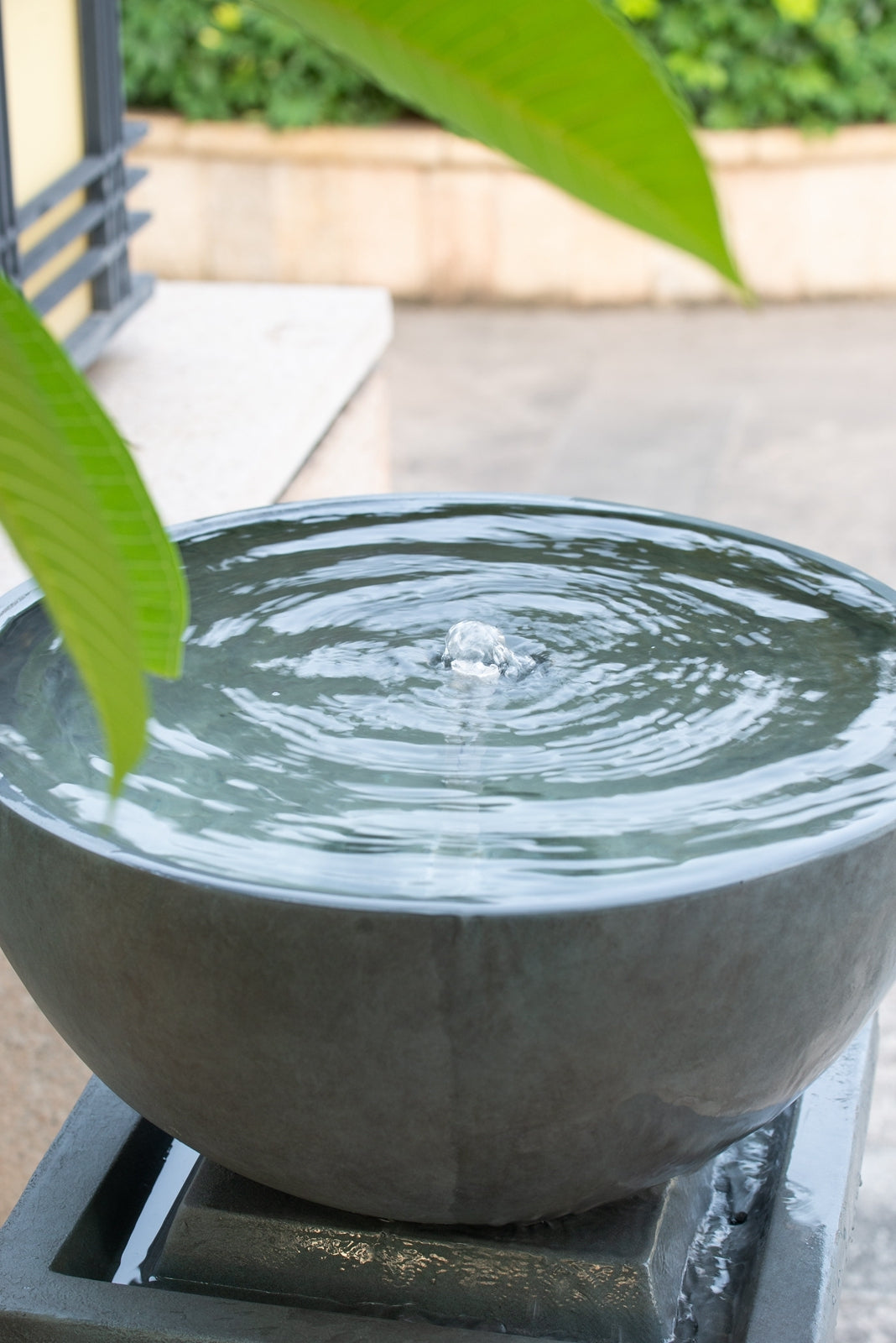 Resin Zen Bowl Pedestal Outdoor Fountain 44 Inch full view