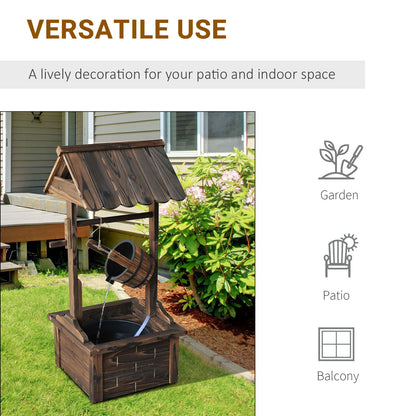 Carbonized Wood Wishing Well Outdoor Fountain 44 Inch material texture detail