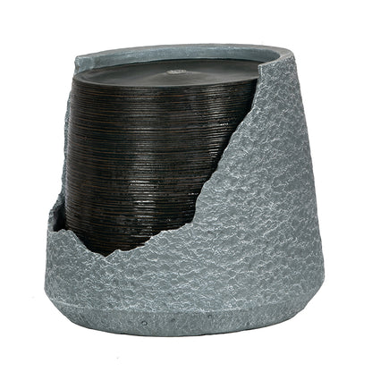 Resin Cut Away Urn Outdoor Water Fountain 18 Inch in garden setting