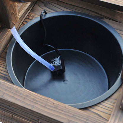 Carbonized Wood Wishing Well Outdoor Fountain 44 Inch full view