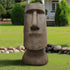 35.6-inch Moai-inspired Easter Island head statue standing as a focal point on a manicured garden lawn.