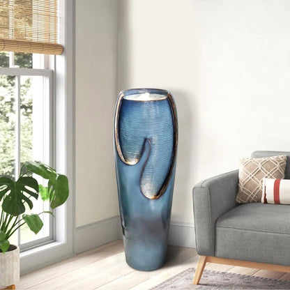 38.7-inch fiber-reinforced concrete modern tank fountain beside the sofa