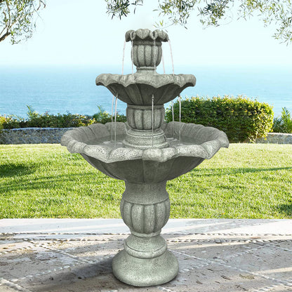 39.3 Inch Fiber Reinforced Concrete 3-Tier Lotus Leaf Fountain