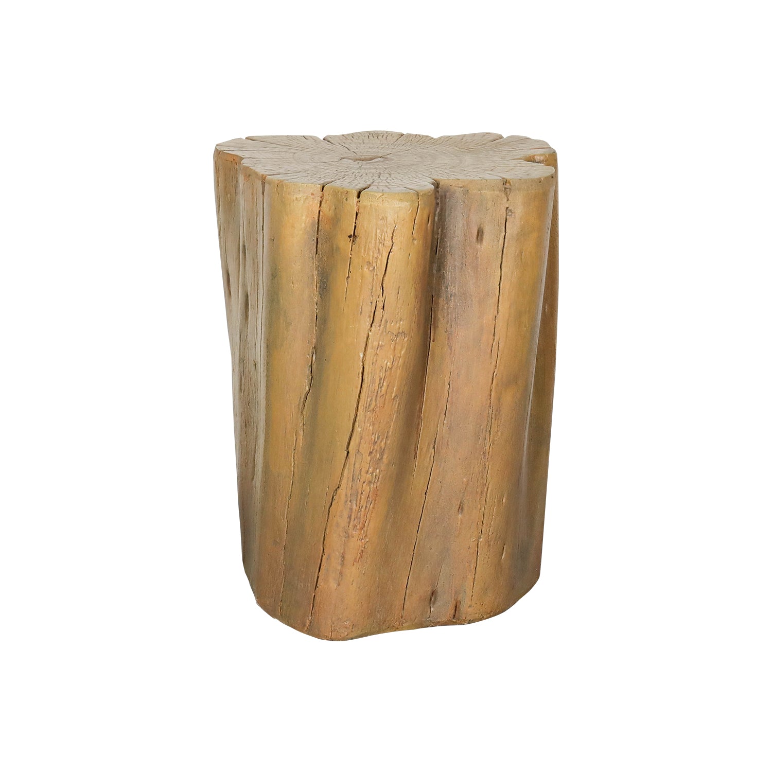 Faux Oak Stump Concrete Table - 17.9” High Outdoor Decorative