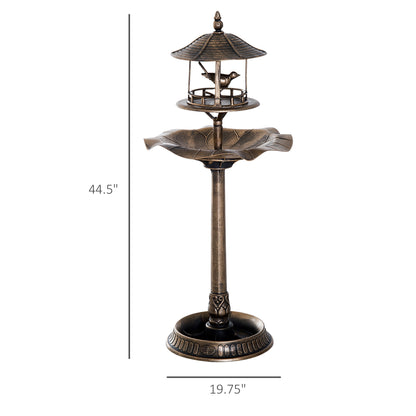 birdhouse 3-in-1 bird bath dimensions diagram with 44 inch height