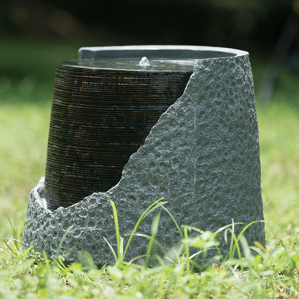 Resin Cut Away Urn Outdoor Water Fountain 18 Inch