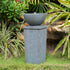 Resin Zen Bowl Pedestal Outdoor Fountain 35 Inch