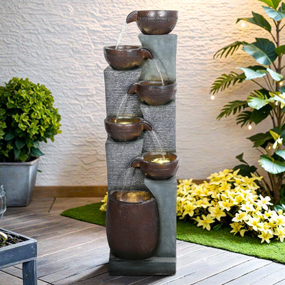 Resin 6 Tier Outdoor Water Fountain Pottery Bowls 53 in product view