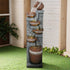 56.6 Inch High 6-Tier Outdoor Water Fountain with LED Lights
