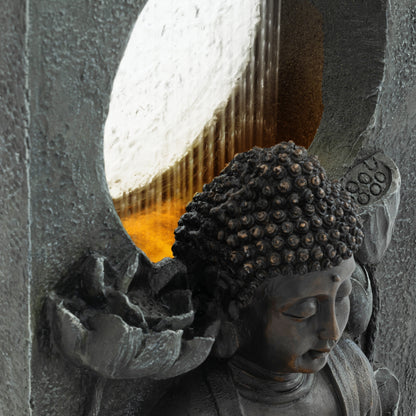 Resin Buddha Wall Panel Outdoor Fountain 28 Inch material texture detail