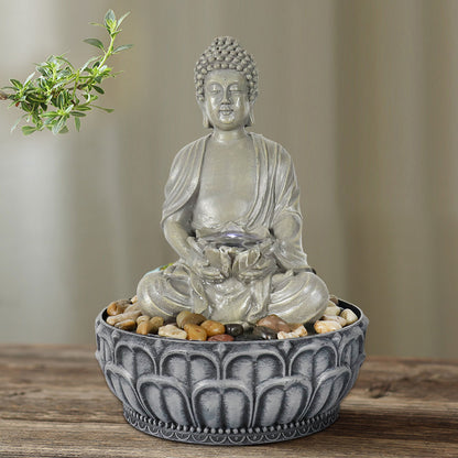 Resin Buddha Tabletop Indoor Fountain with LED Light-11.4&quot;H