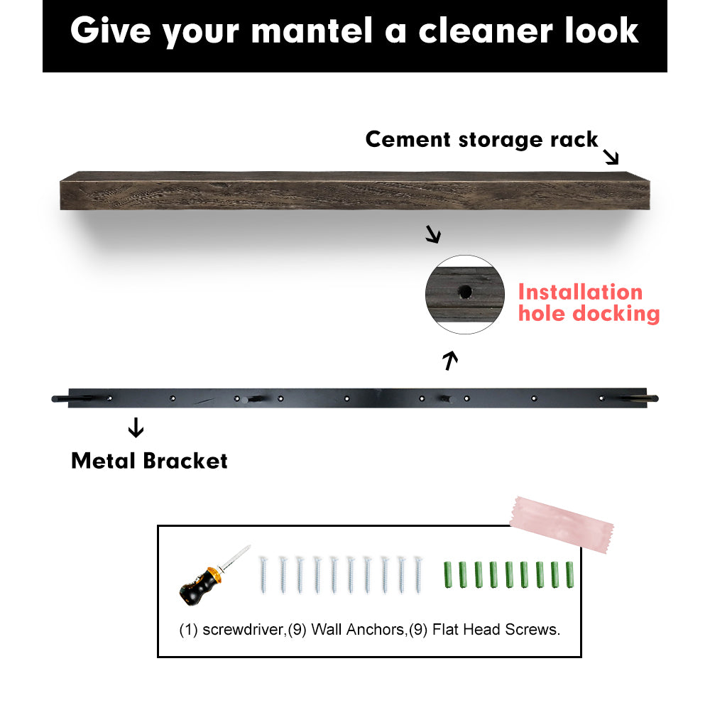 60&quot; W Mantel Shelves with Invisible Heavy Duty Steel Bracket