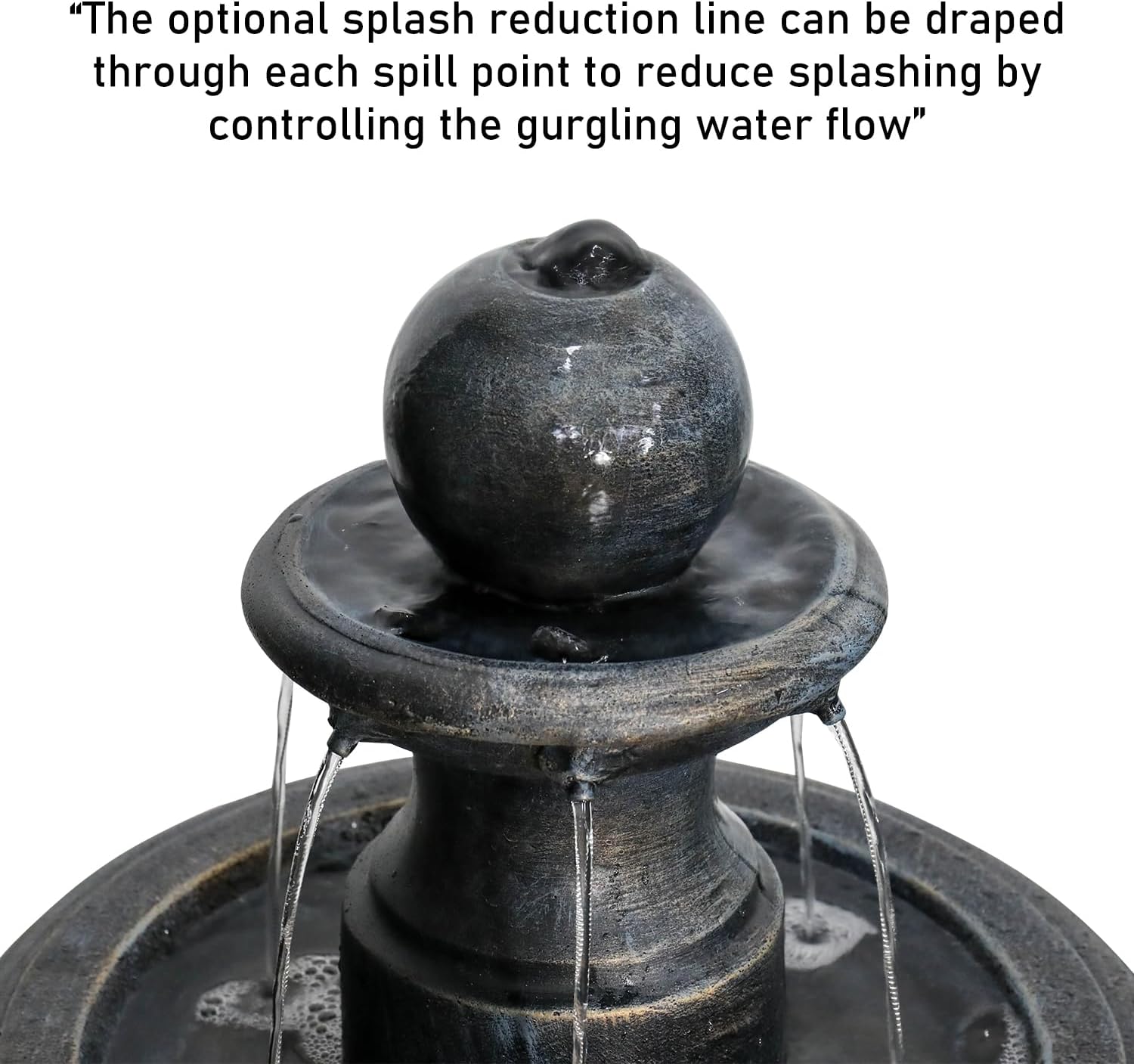 3-Tiered  Outdoor  Antique Black Garden Fountain-45.2&quot;H