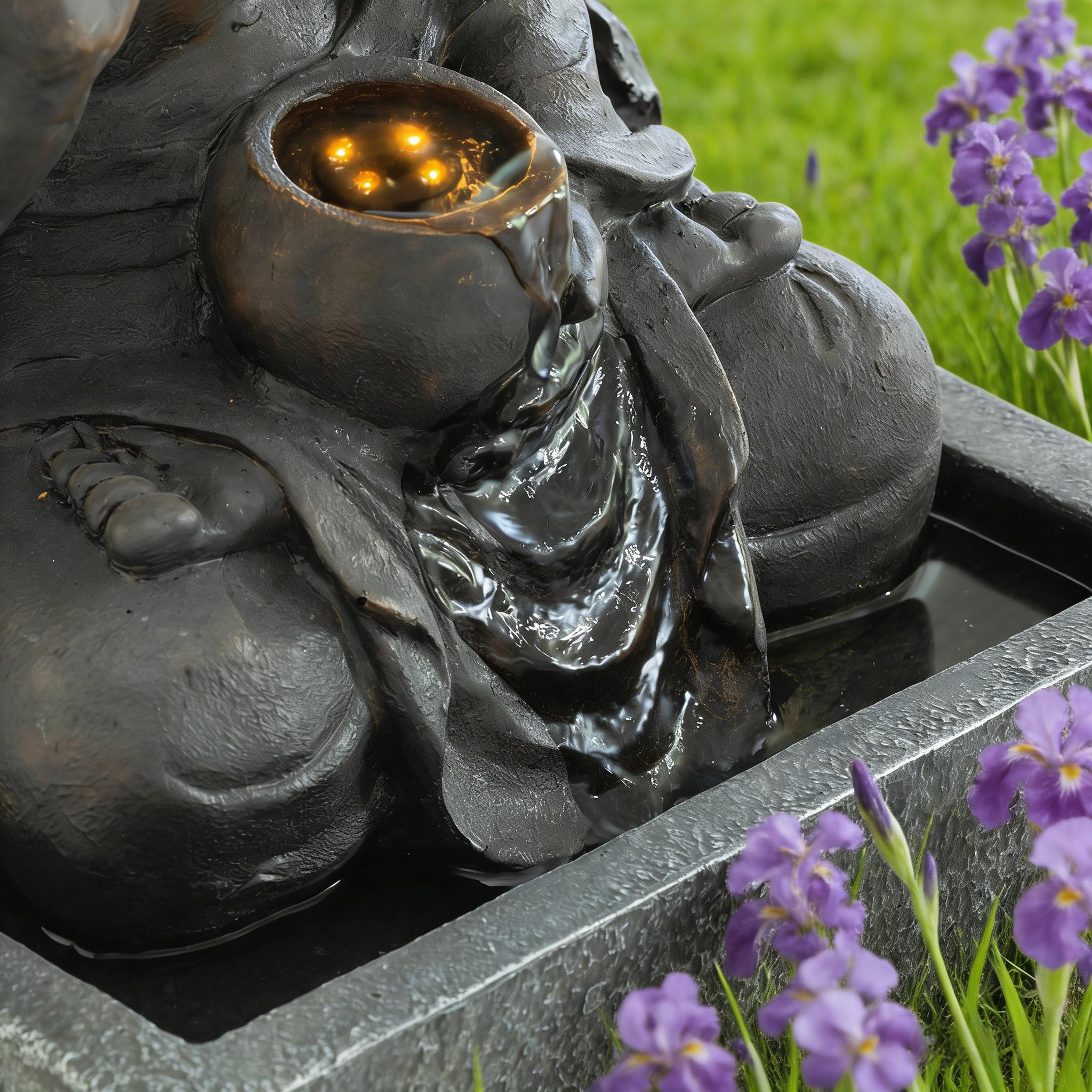 Resin Buddha Wall Panel Outdoor Fountain 28 Inch dimensions and size