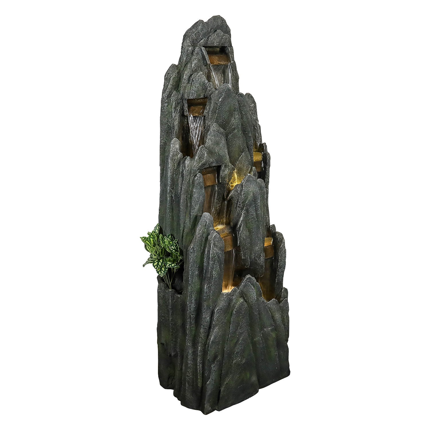Outdoor Rockery Water Fountain with LED Lights
