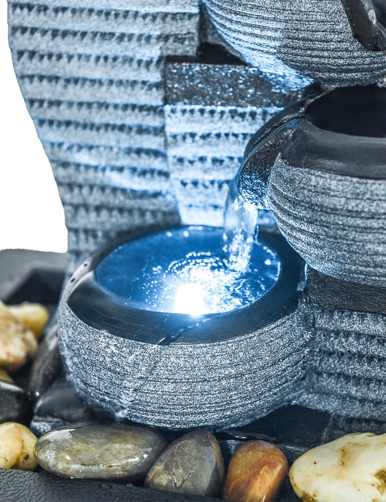 4-Tiered Resin Zen Tabletop Indoor Fountain-10&quot;H