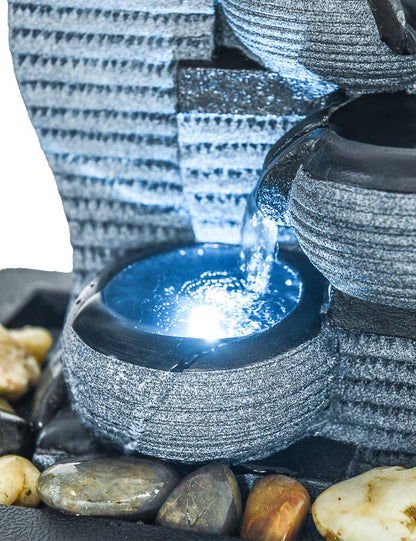 4-Tiered Resin Zen Tabletop Indoor Fountain-10&quot;H