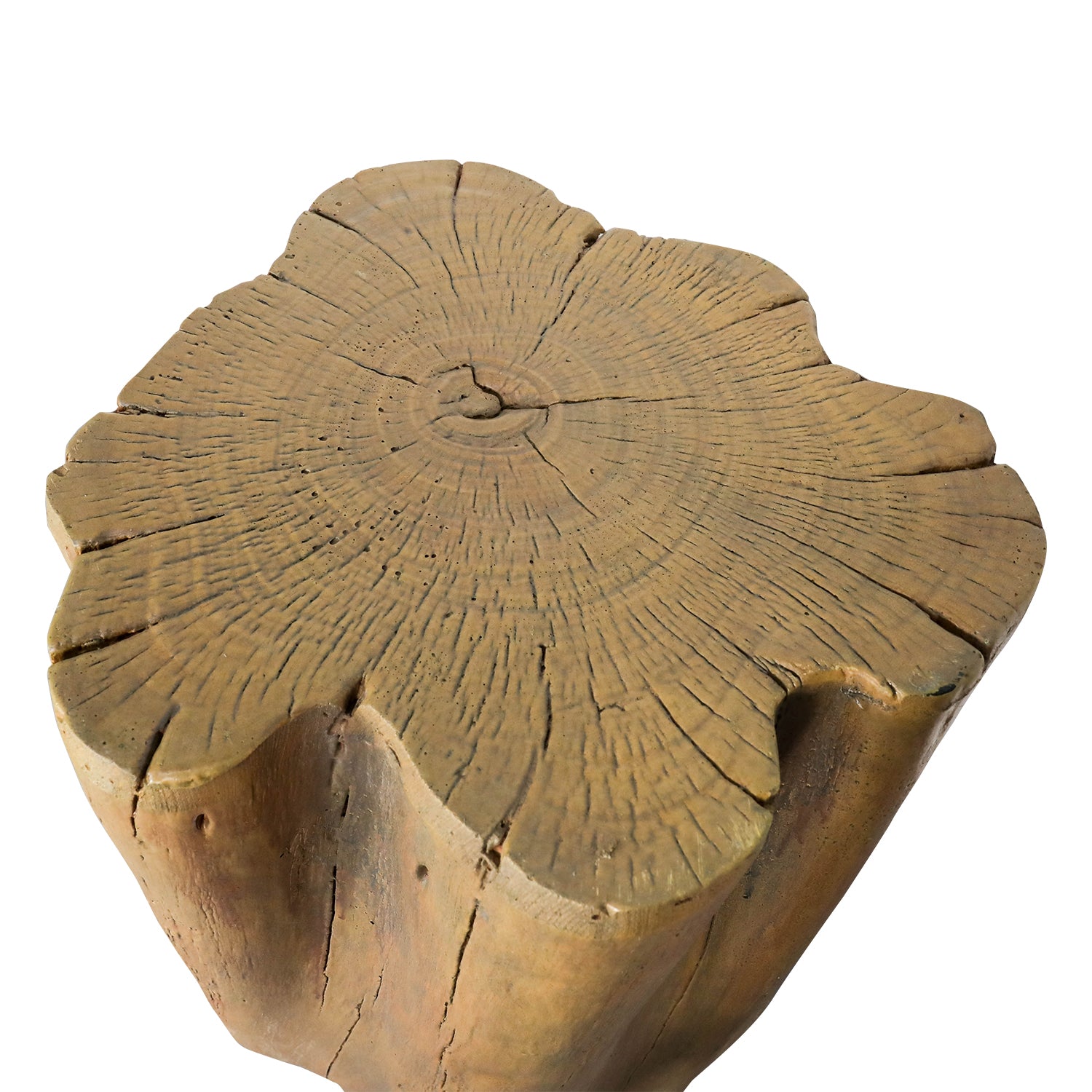 Faux Oak Stump Concrete Table - 17.9” High Outdoor Decorative