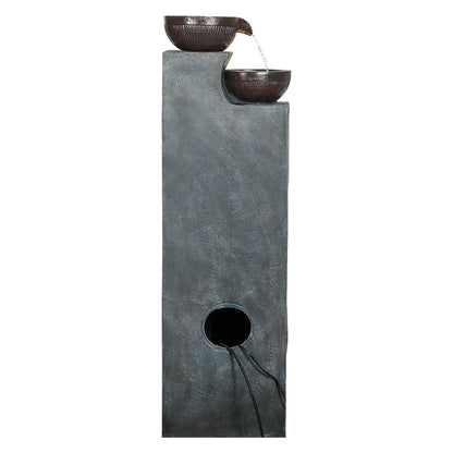 Back view of the durable 45lbs polyresin indoor and outdoor floor fountain