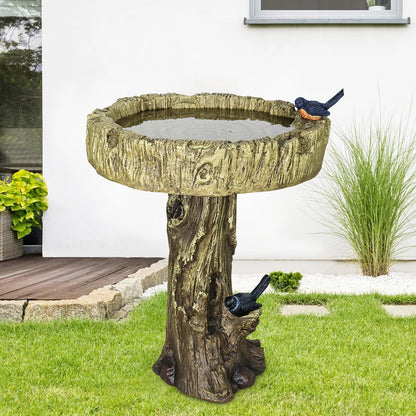 Close-up of concrete Trunk Base Among Garden Foliage
