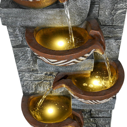 Decorative Tiered Resin Fountain with Natural Stone Look