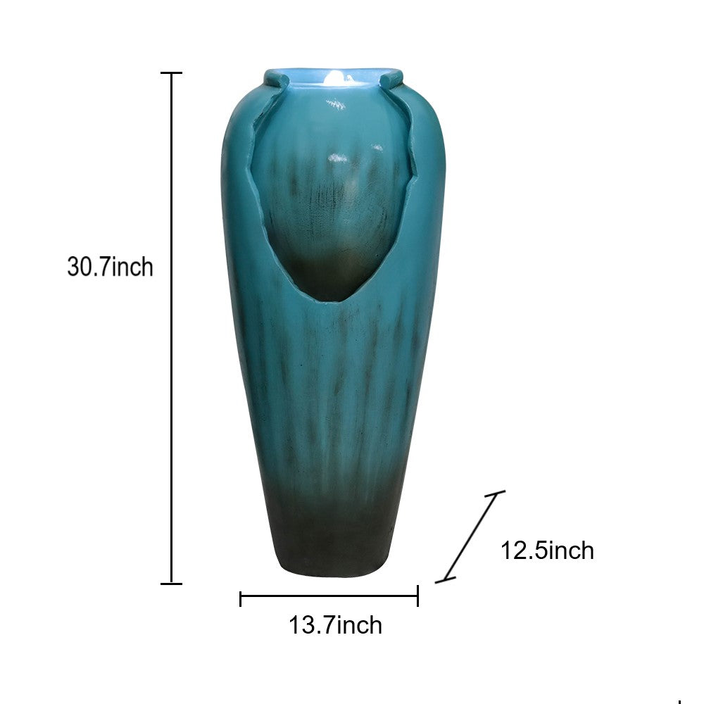 Resin Glazed Cutout Urn Outdoor Water Fountain 30 Inch dimensions and size