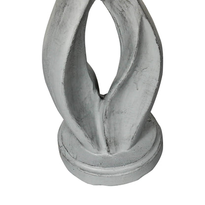 Detailed view of the sleek geometrical twisting pedestal of the 13.5kg heavy-duty concrete birdbath.