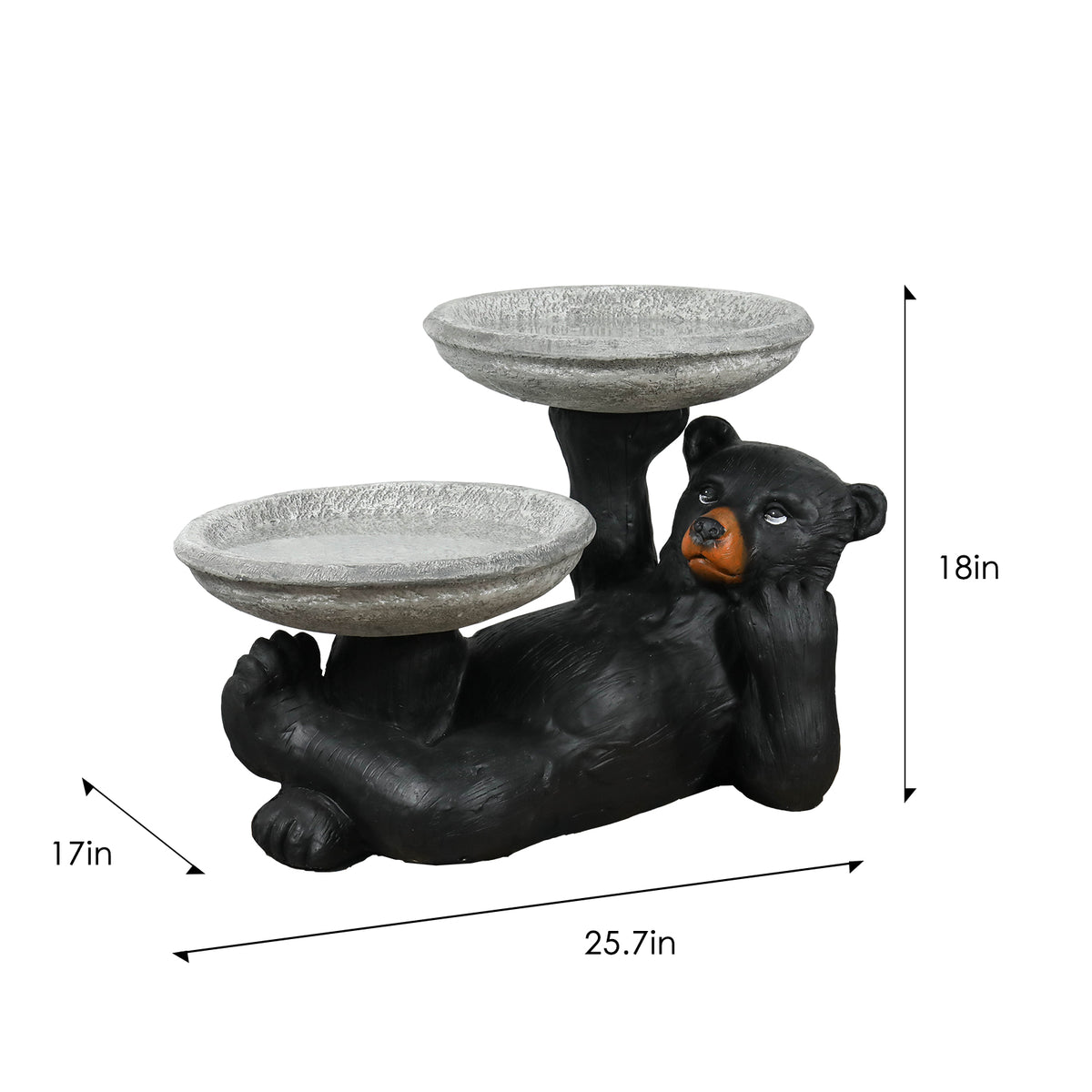 Concrete Bird Feeder with Bird Bath Bear 15 Inch product view