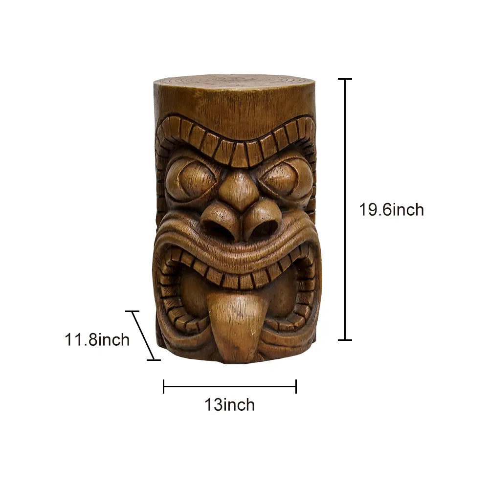 Dimension chart for the Tiki end table: 19.6" Height, 13" Length, and 11.8" Width.