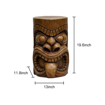 Dimension chart for the Tiki end table: 19.6" Height, 13" Length, and 11.8" Width.