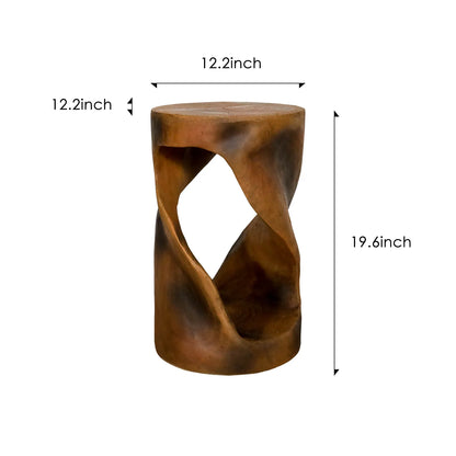 Dimension chart for the modern spiral table: 19.6" Height, 12.2" Width, and 12.2" Depth.