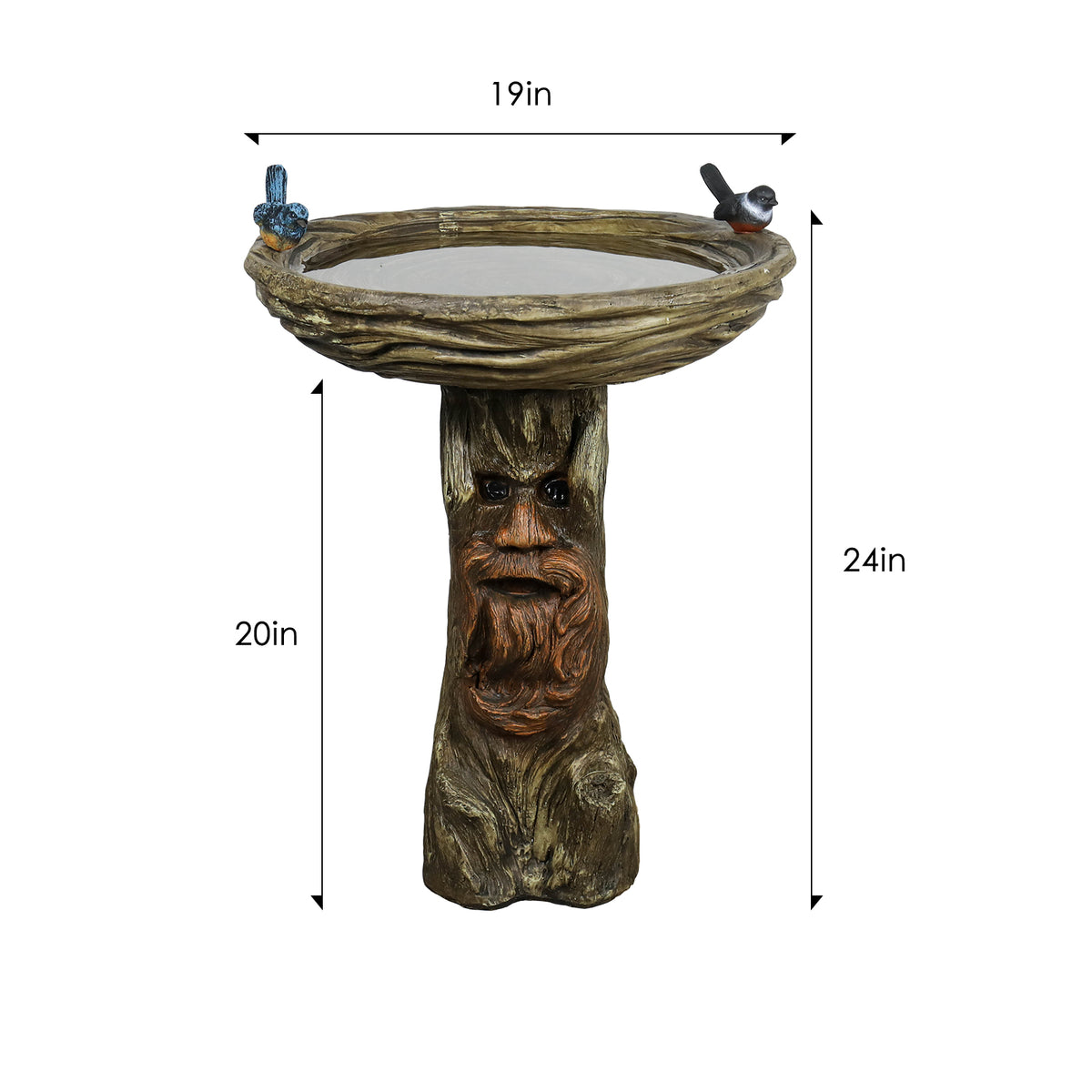 Concrete Stone Bird Bath Old Man Tree Face 23 Inch product view
