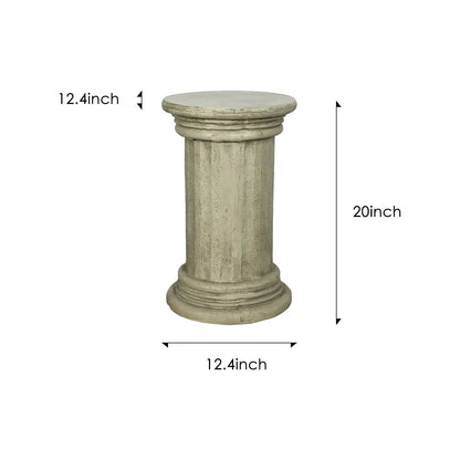 Dimension guide for the pedestal table: 20" Height and 12.4" Top/Base Diameter.