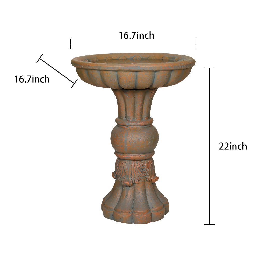 Dimensions Diagram 22 H x 16.7 D Inch Fiber Concrete Bird Bath