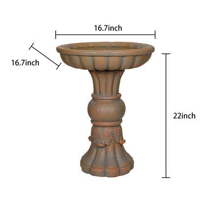 Dimensions Diagram 22 H x 16.7 D Inch Fiber Concrete Bird Bath