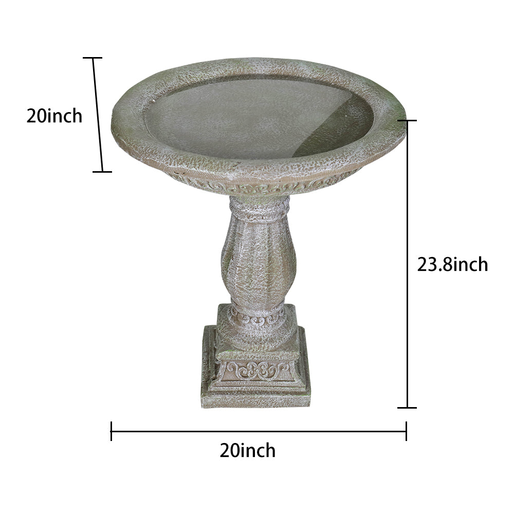 Dimensions Diagram 23 H x 17.7 D Inch Fiber Concrete Bird Bath