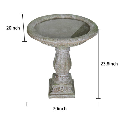 Dimensions Diagram 23 H x 17.7 D Inch Fiber Concrete Bird Bath