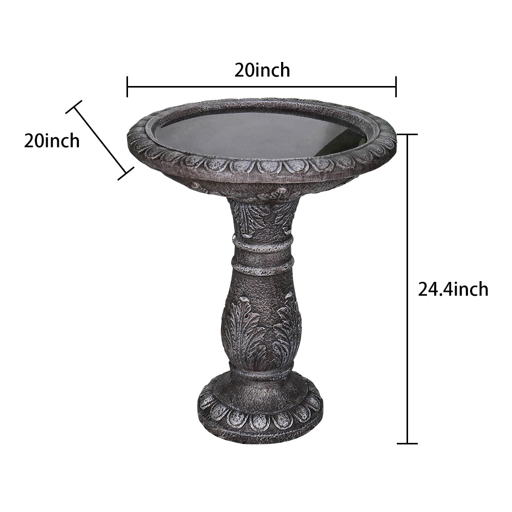 Dimensions Diagram 24.4 H x 20 D Inch Fiber Concrete Bird Bath